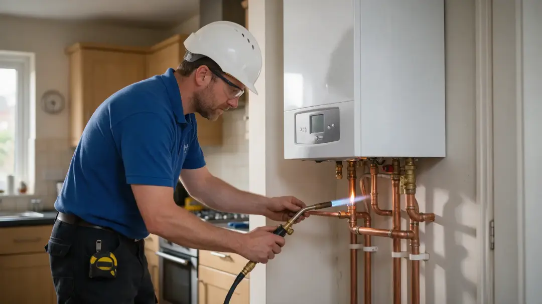Home boiler heating system installation