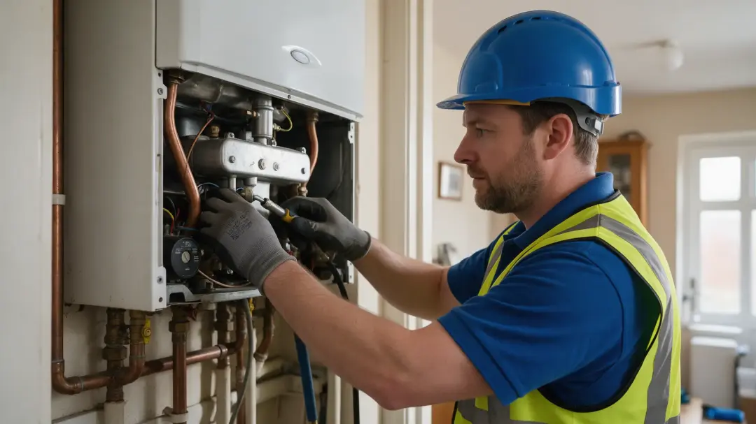 Engineer carrying out a boiler service